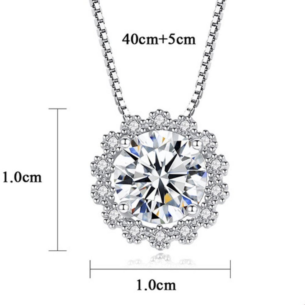 Certified 1ct. t.w. Diamond Moissanite Halo Necklace NEW M - Picture 6 of 10